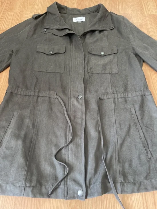 Korye Olive Green Zip Up Utility Lightweight Jacket w/ Cargo Pockets Size Med - Picture 4 of 10